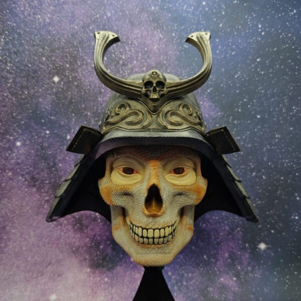 Hand-Painted Orochi Skull Wall Sculpture - Tan & Orange