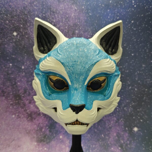 Hand-Painted Kitsune Wall Sculpture - Mystical Fox Guardian